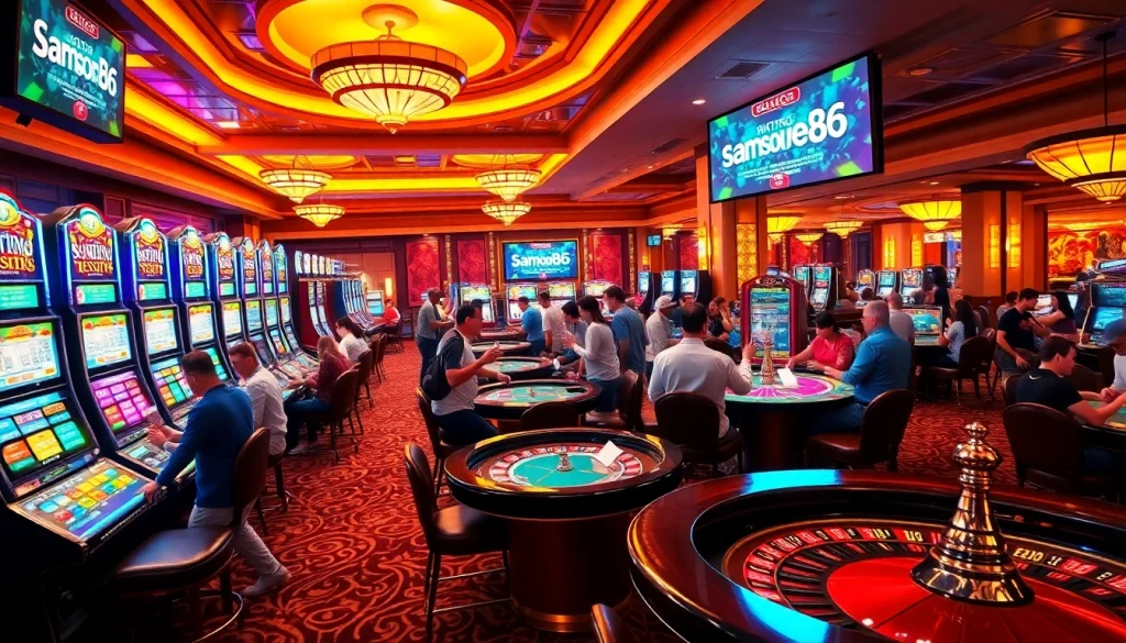 Experience the thrill of Samsonbet86 as players engage at vibrant casino tables filled with action and excitement.