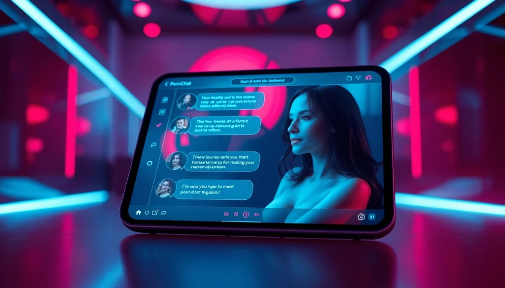 Engaging AI porn chat interface showcasing a virtual character and modern design.